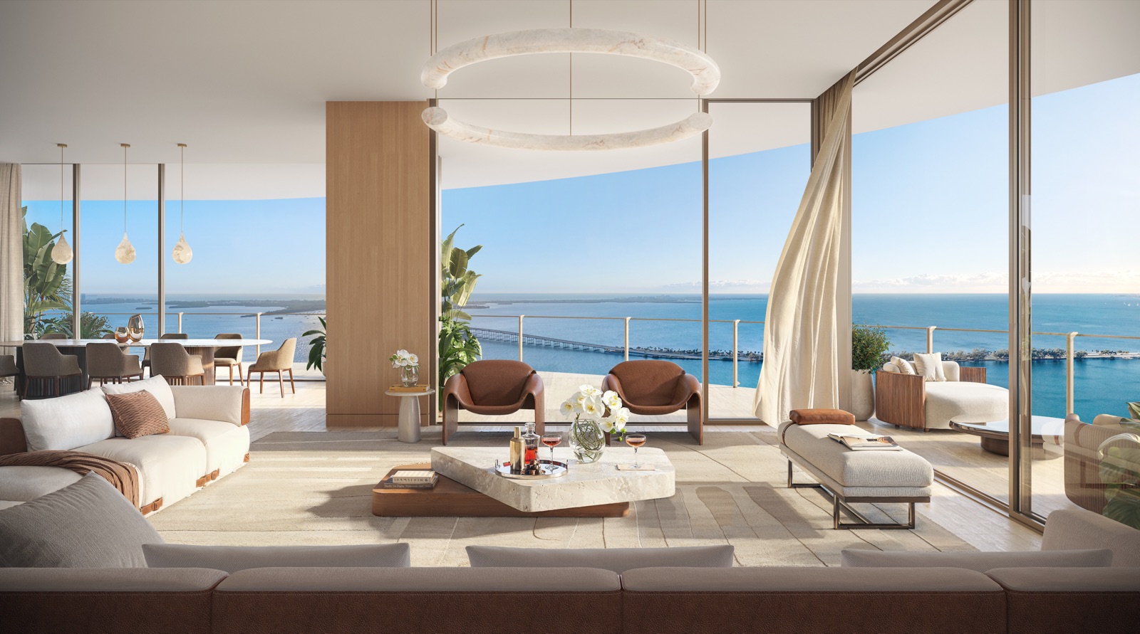 Penthouse Great Room — expansive bay views from the highest residences in the tower.
