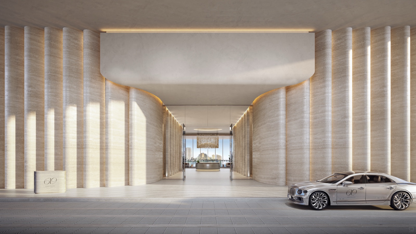 Private porte-cochère arrival with valet and self-parking.