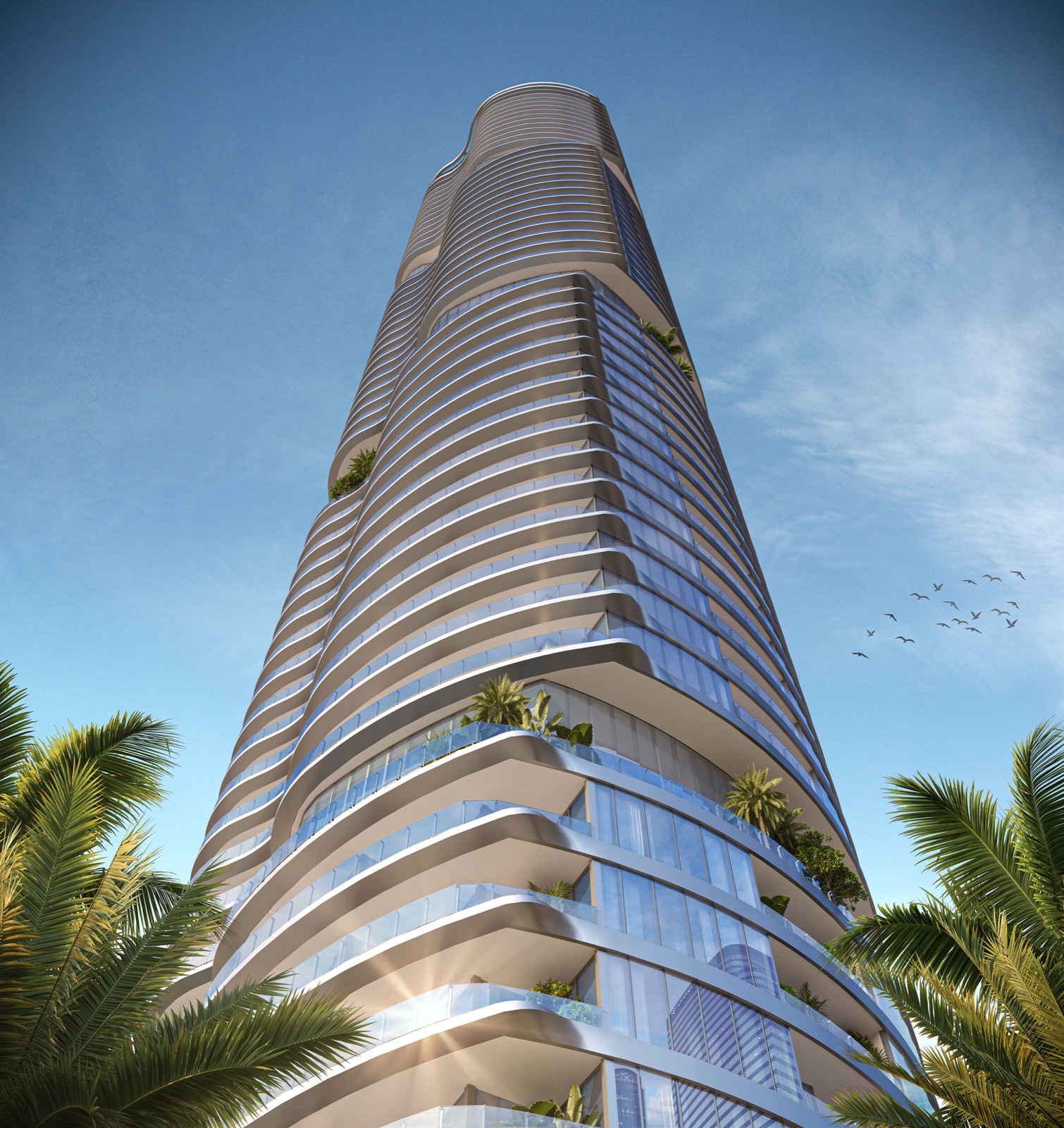 619 Brickell — looking up toward the crown of the tower.